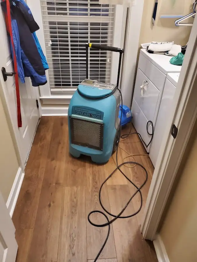 Commercial dehumidifier deployed for Flood Damage Cleanup in The Woodlands