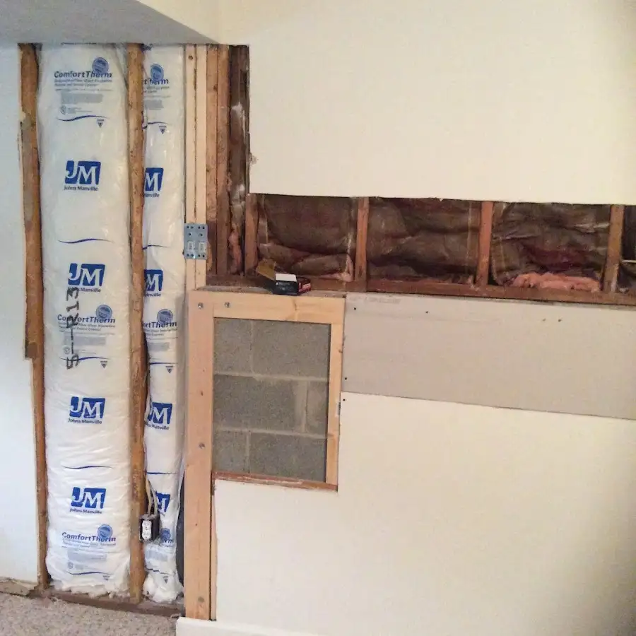 Wall insulation replacement during Basement Flood Cleanup in The Woodlands